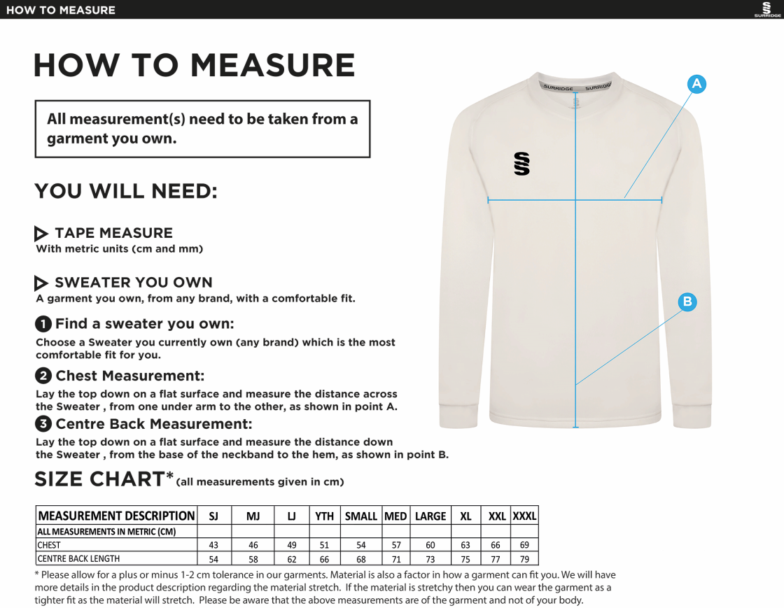 Cheshire County - Blast Long Sleeve Sweater - Unisex Fit - Size Guide