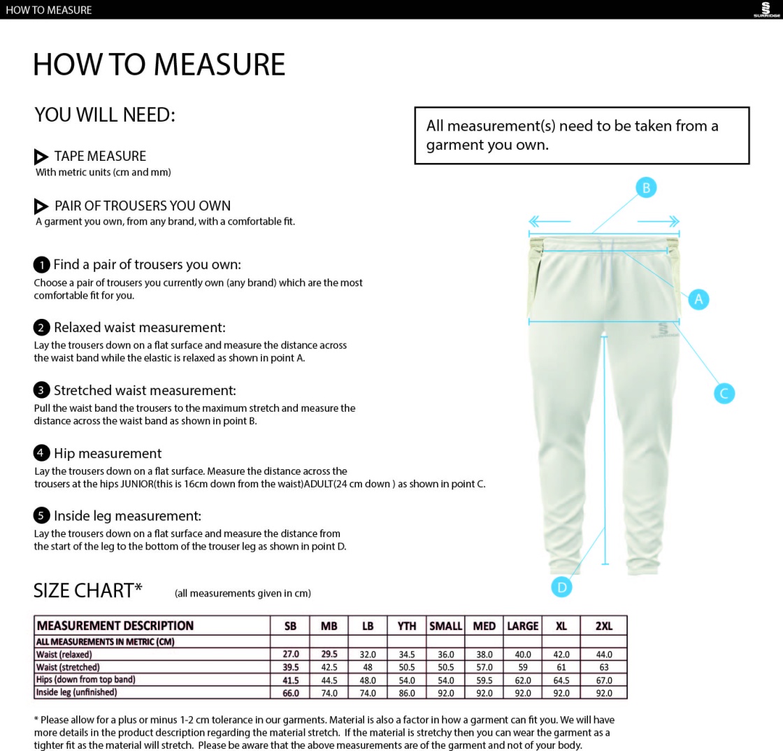Blade Playing Pant : Black - Size Guide