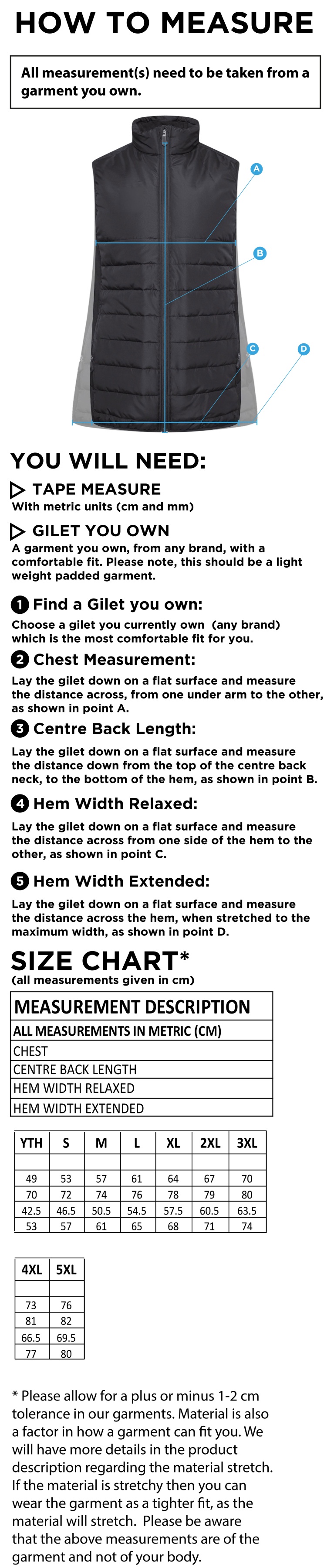 Cheshire County - Active Hybrid Jacket - Unisex Fit - Size Guide