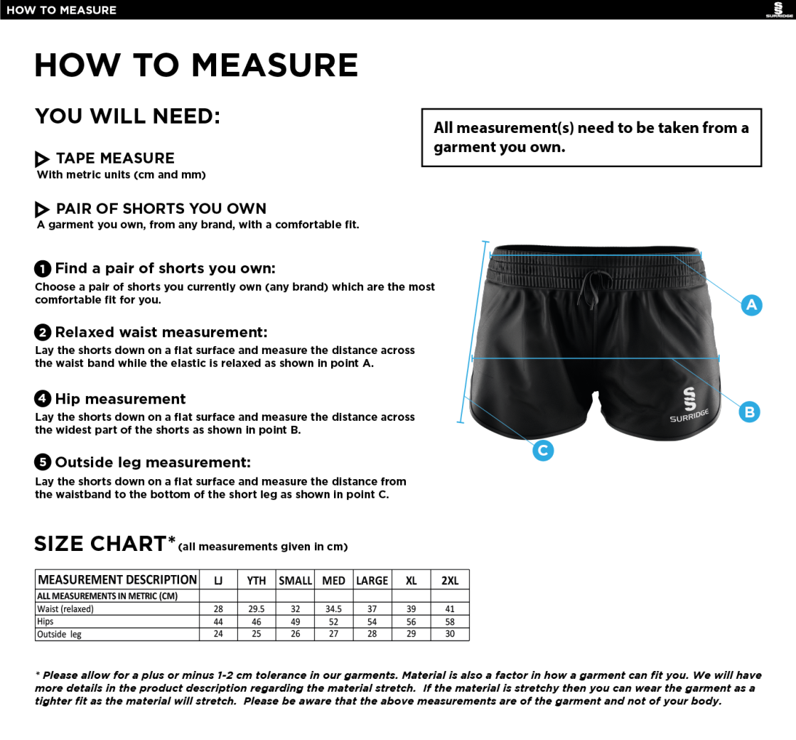 Cheshire - Dual Active Short - Women's Fit - Size Guide