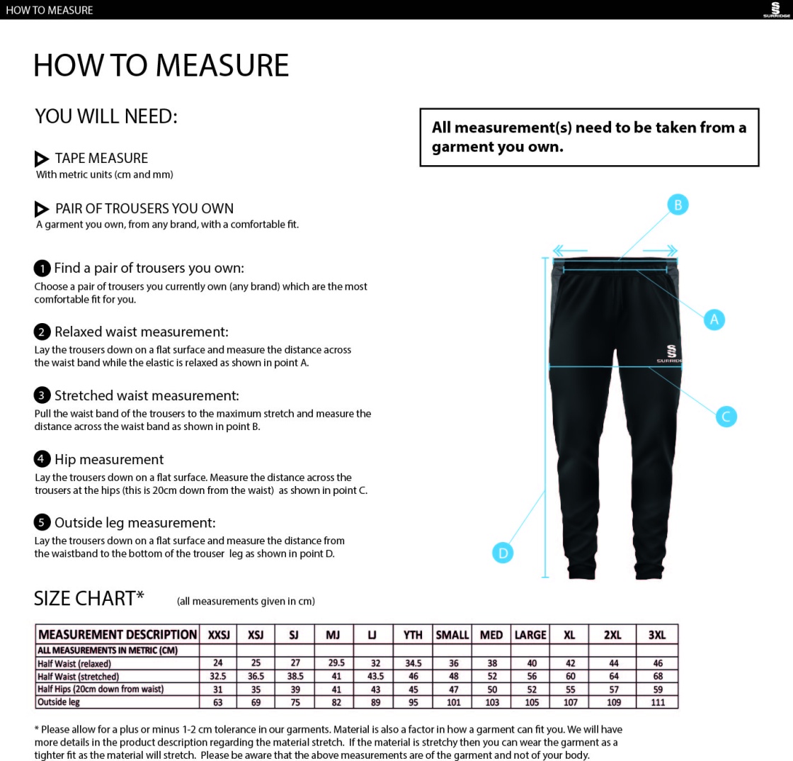 Cheshire Jaguars - Dual Skinny Pant : Black - Size Guide