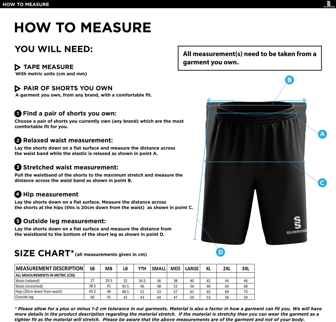 Cheshire 50s - Blade Shorts : Black - Size Guide