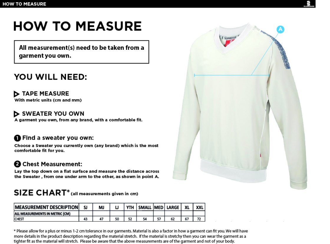 Cheshire County - Dual Long Sleeve Sweater - Size Guide