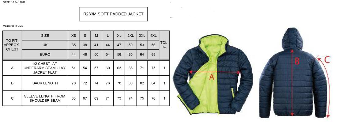 Cheshire Staff - Supersoft Jacket - Unisex Fit - Size Guide