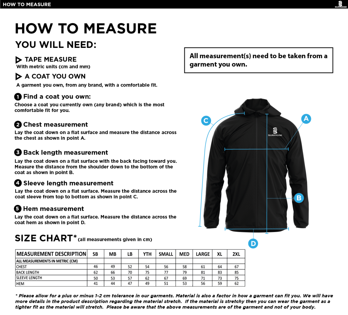 Dual Full Zip Training Jacket : Black - Size Guide